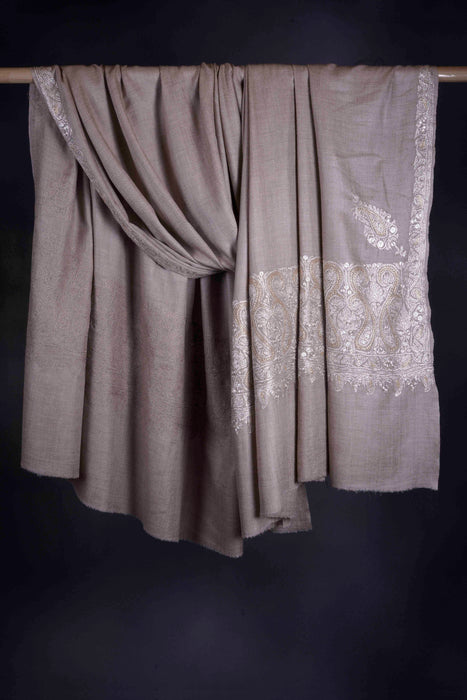 3 Yard Natural Tilla Embroidery Pashmina Shawl