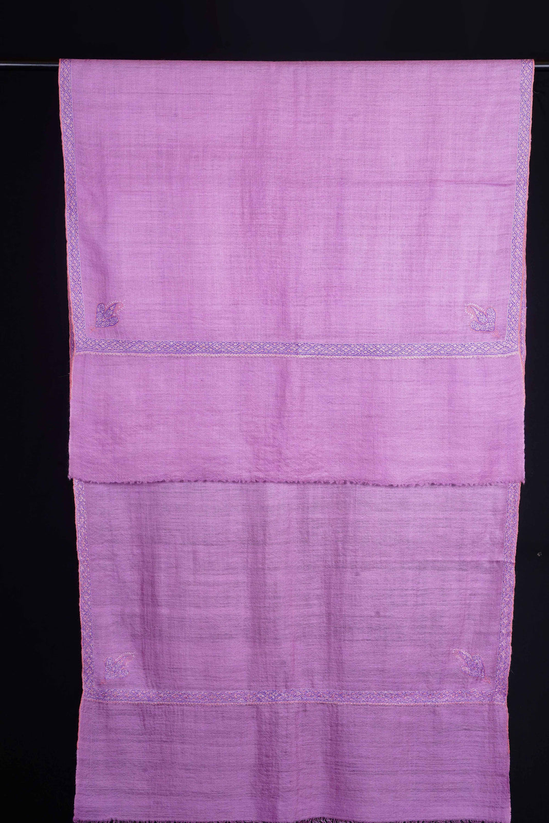 Orchid Purple Mauve Border Embroidery Cashmere Pashmina Scarf
