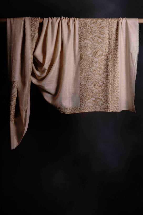 2.5 Yard Cream Base Pashmina Border Embroidery Shawl