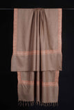 Beige Base with Mustard and Peach Border Embroidery Cashmere Pashmina Shawl
