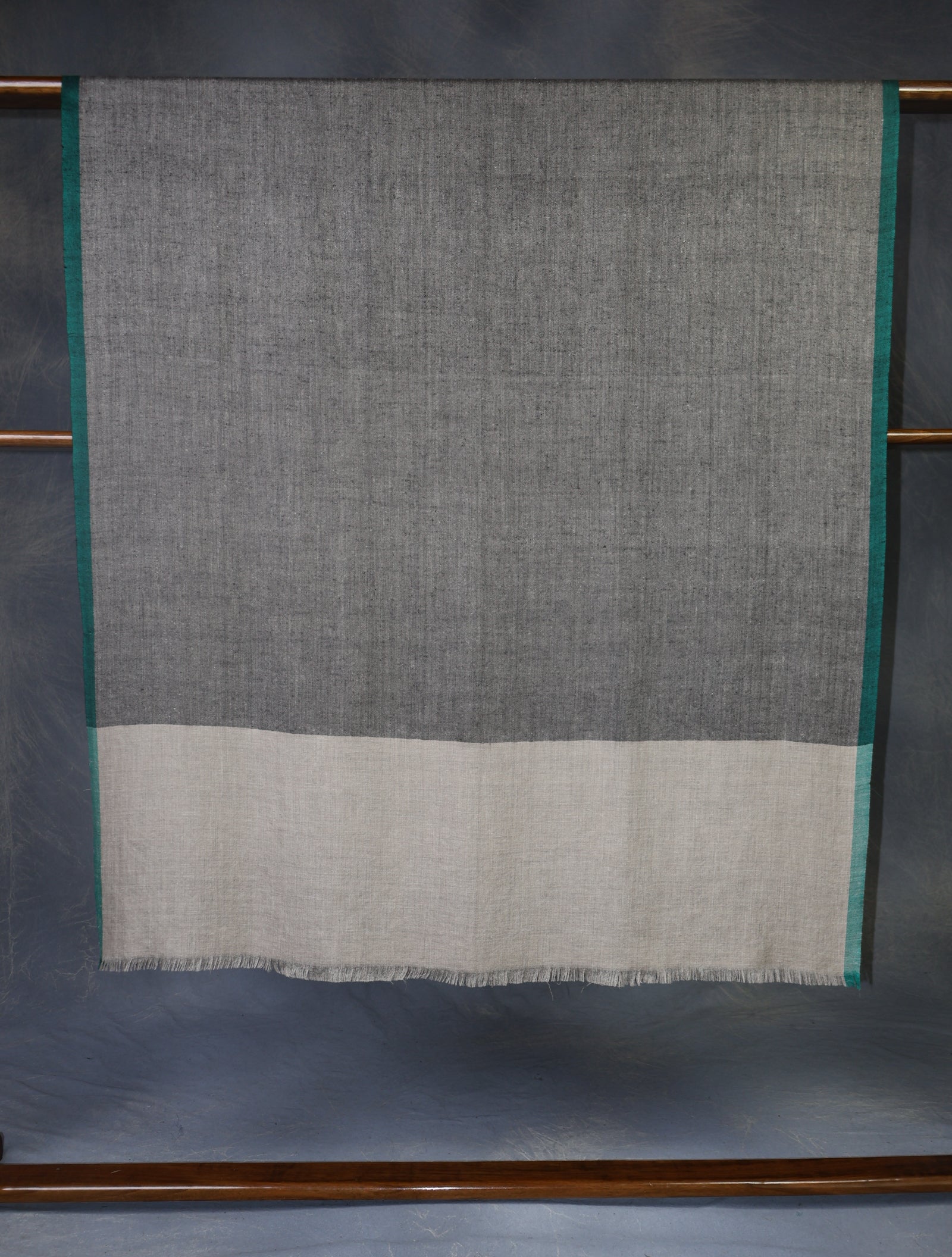 Black and Natural Border Handwoven Cashmere Pashmina Shawl