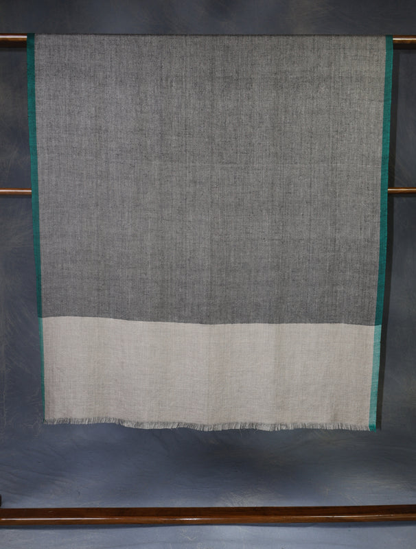 Black and Natural Border Handwoven Cashmere Pashmina Shawl