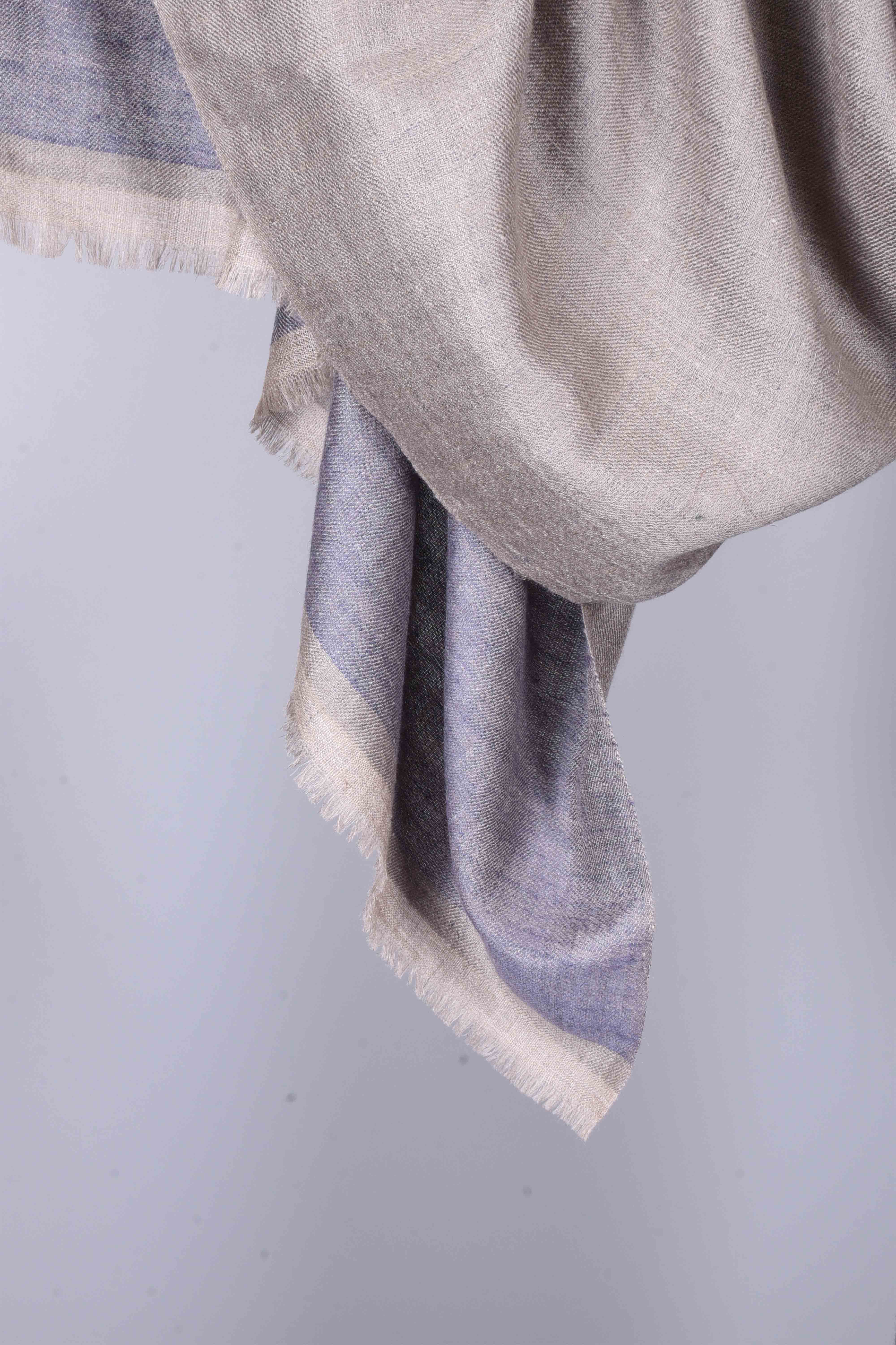 Reversible Blue & Silver Cashmere Pashmina Scarf