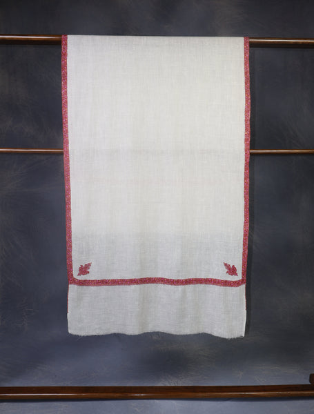 Ivory colour with Small Border Embroidery Cashmere Pashmina Scarf