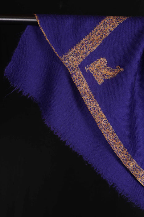 Blue Border Embroidery Pashmina Cashmere Scarf