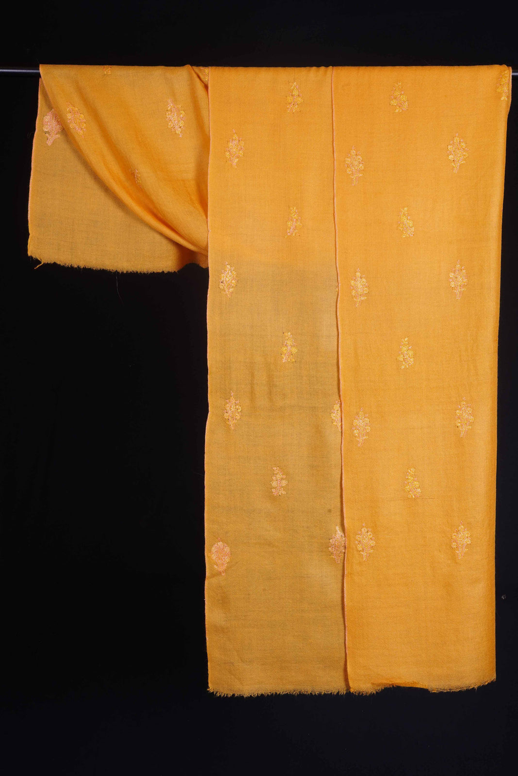 Mustard Base Buteh Embroidery Pashmina Cashmere Scarf