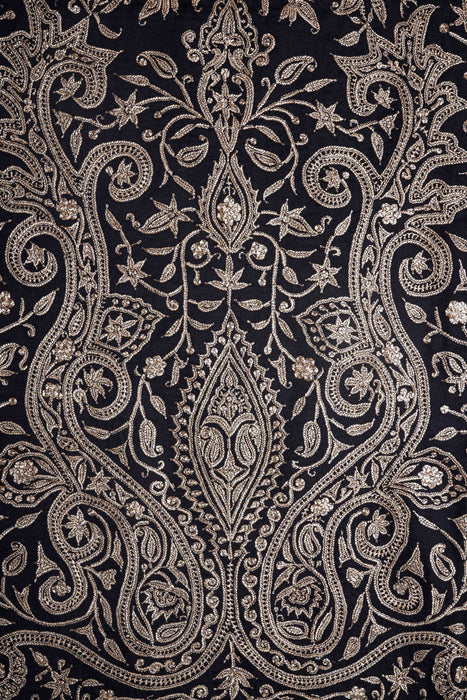 3 Yard Black Base with Tilla Embroidery Pashmina Shawl