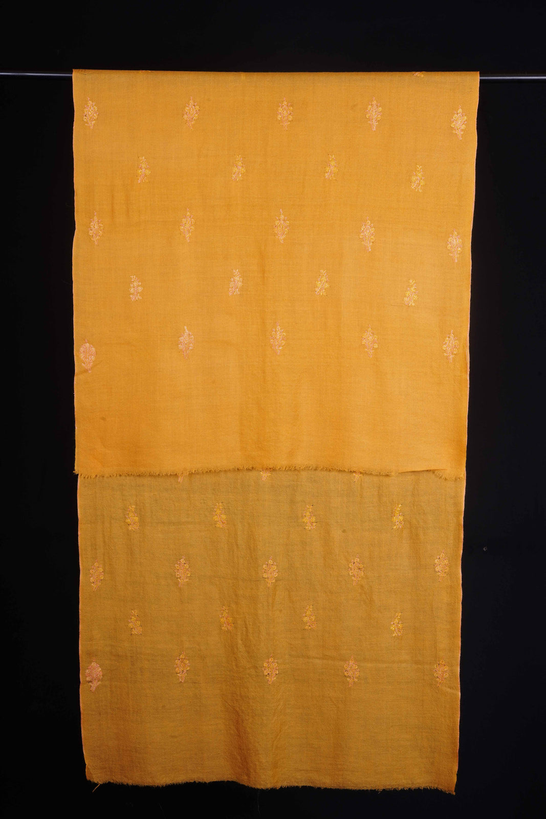 Mustard Base Buteh Embroidery Pashmina Cashmere Scarf