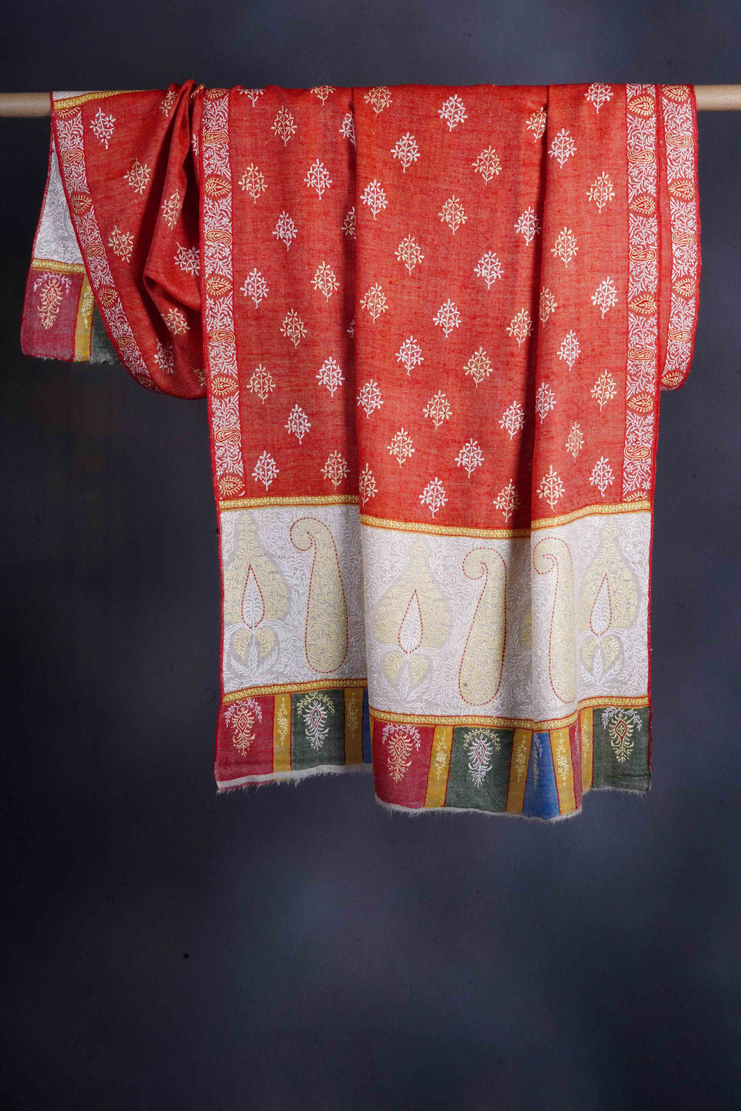 Boteh Motif Embroidery Reversible Cashmere Pashmina Shawl