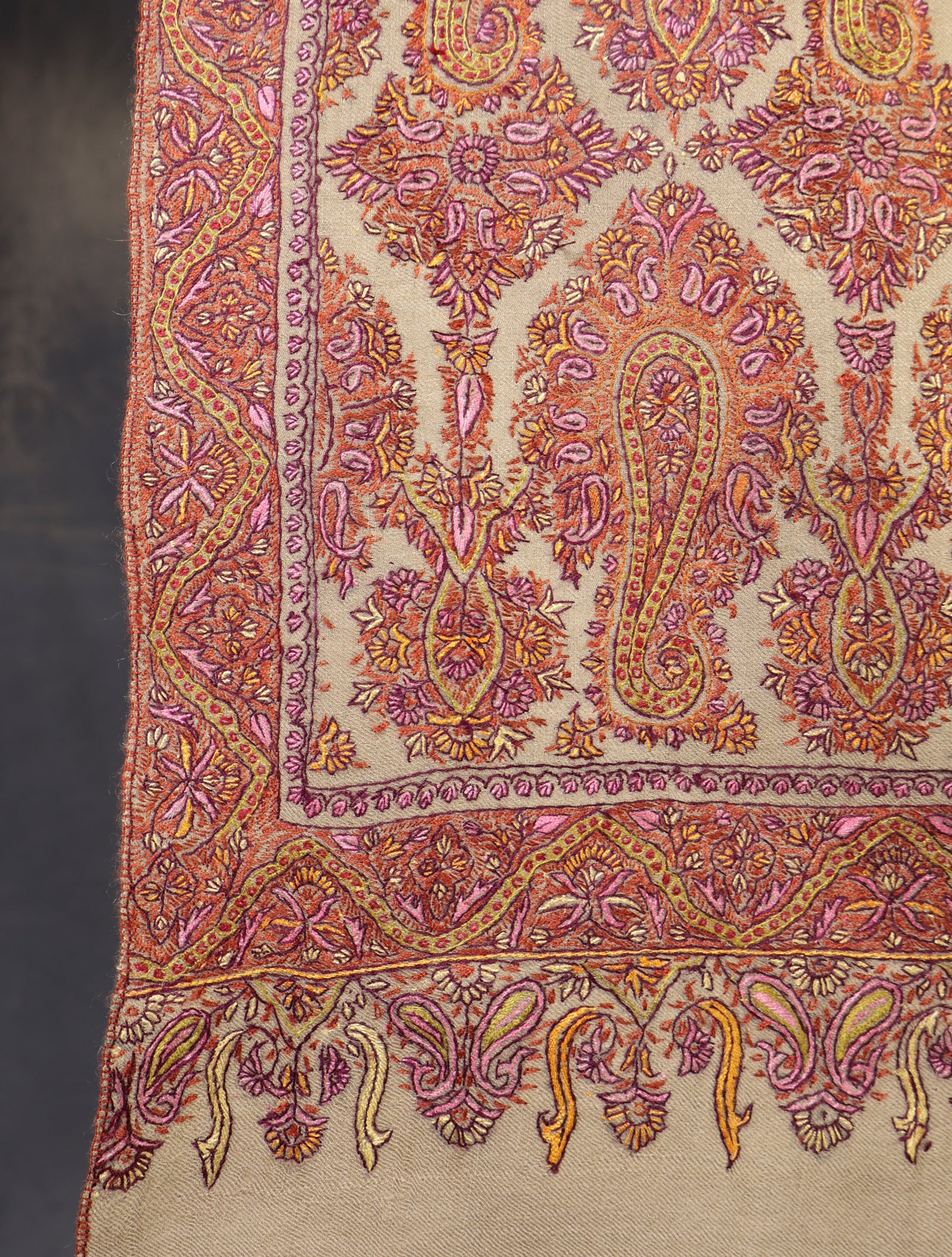Natural Jamawar Embroidery Cashmere Pashmina Shawl