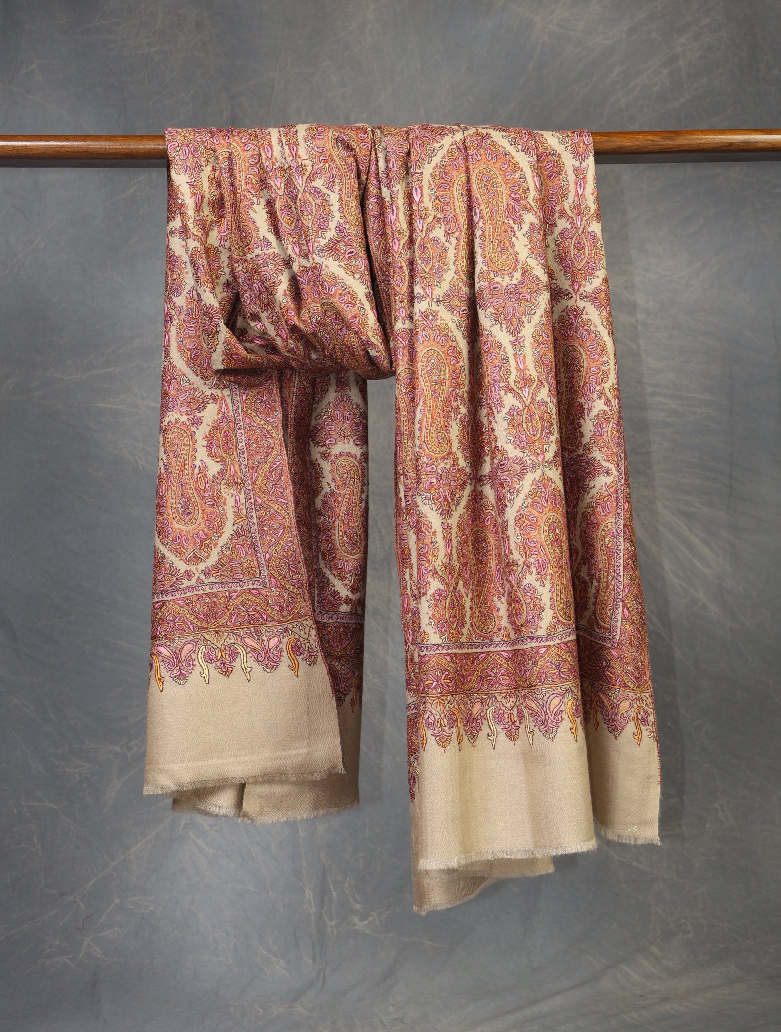 Natural Jamawar Embroidery Cashmere Pashmina Shawl