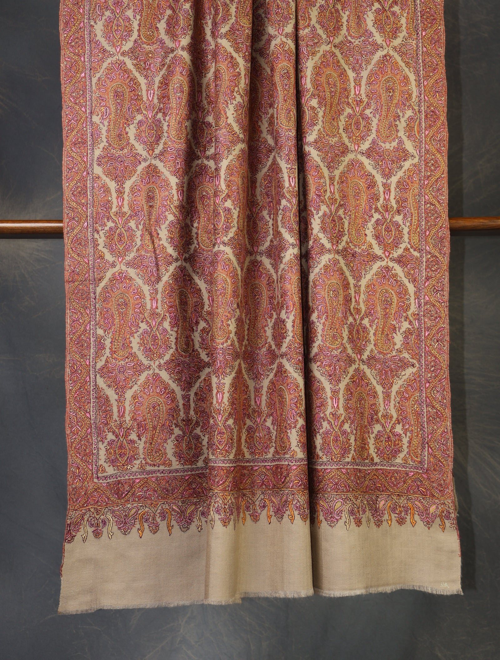 Natural Jamawar Embroidery Cashmere Pashmina Shawl