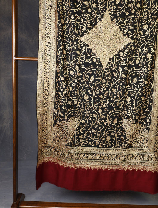Black Tilla Embroidery Pashmina Shawl