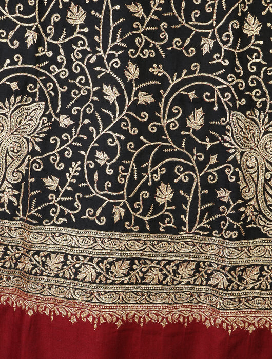 Black Tilla Embroidery Pashmina Shawl