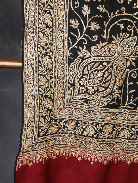Black Tilla Embroidery Pashmina Shawl
