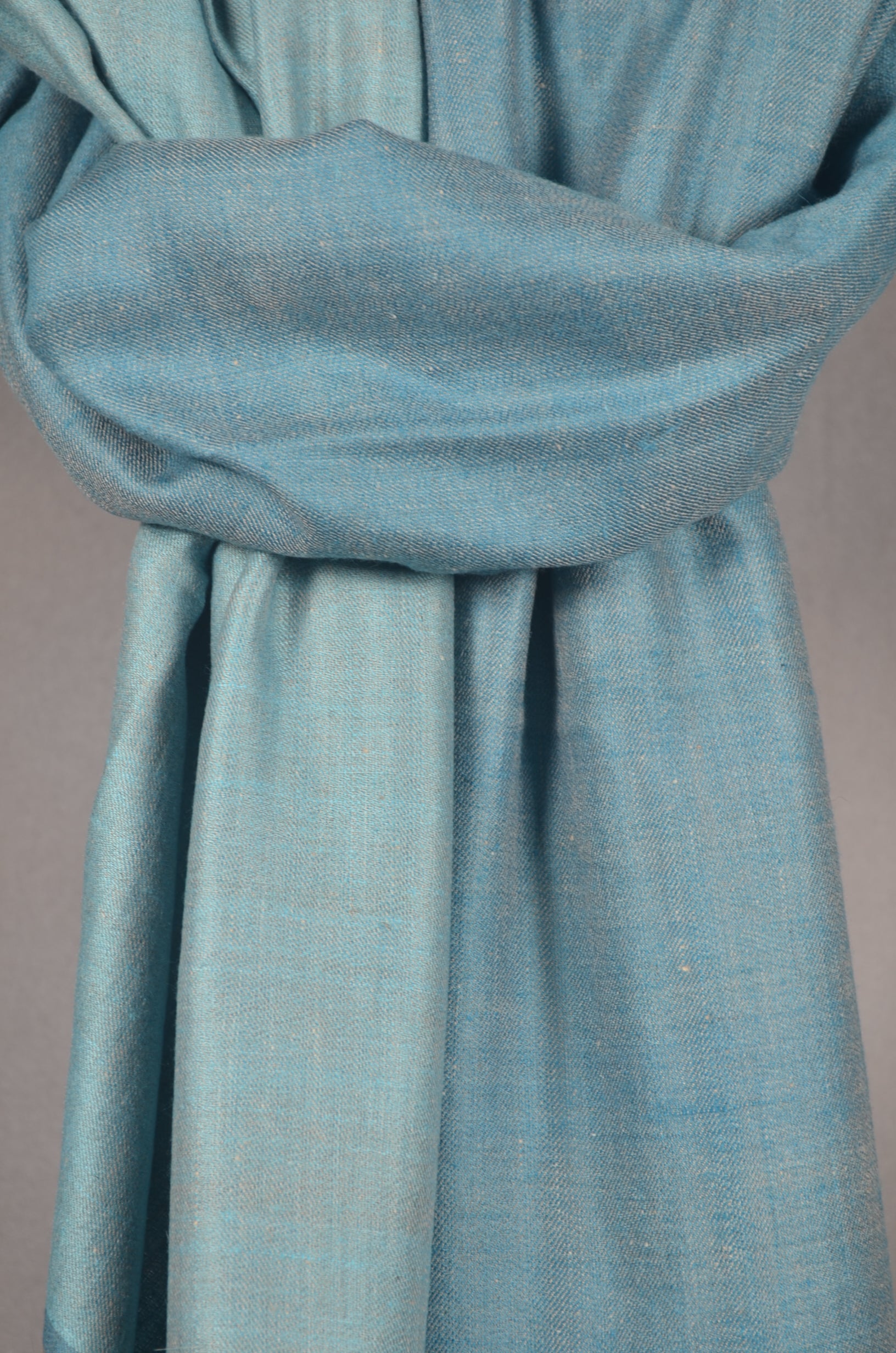 Reversible Sky and Baby Blue Handwoven Cashmere Pashmina Shawl