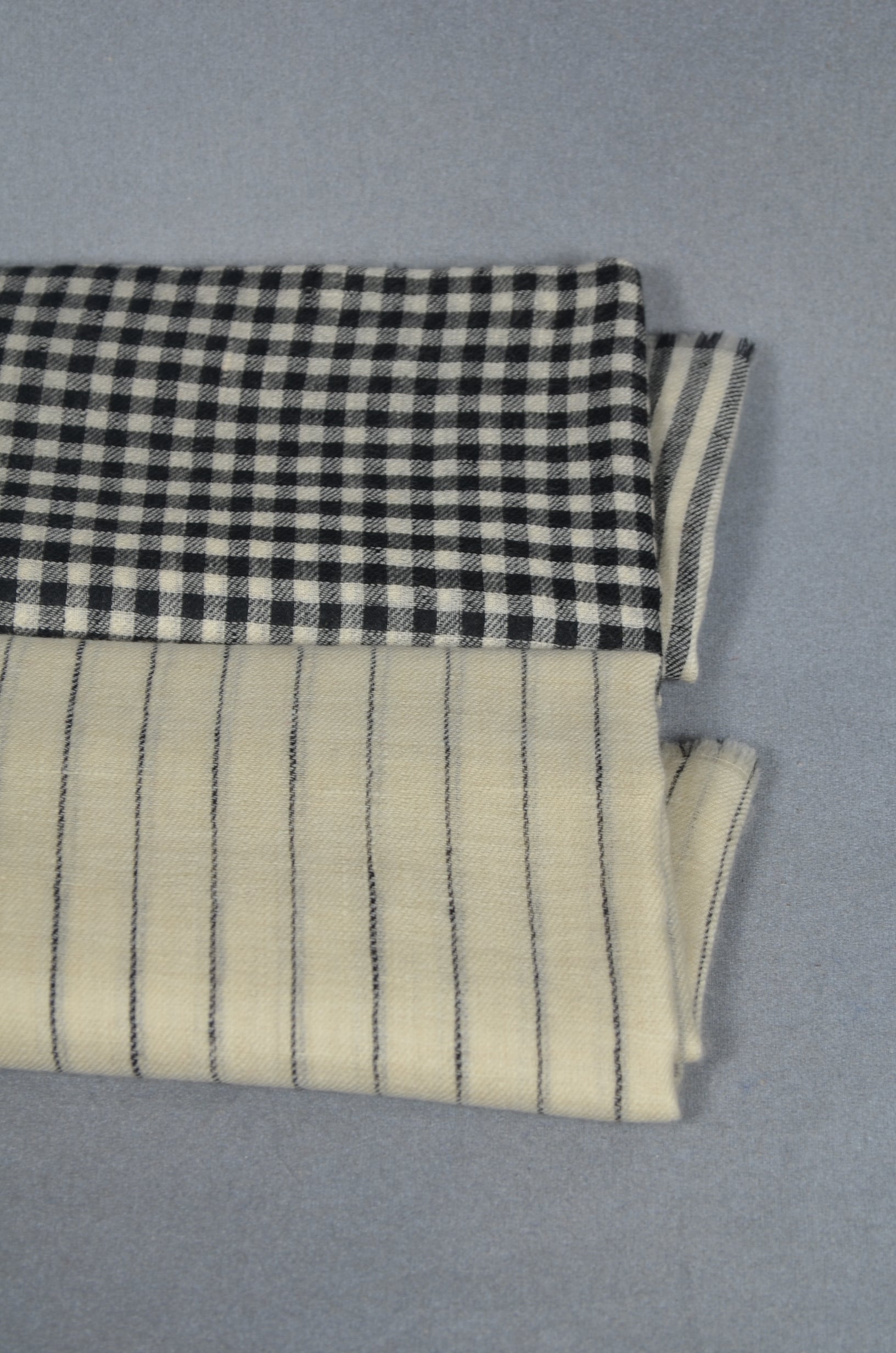 White with Black Stripe Handwoven Cashmere Pashmina Shawl