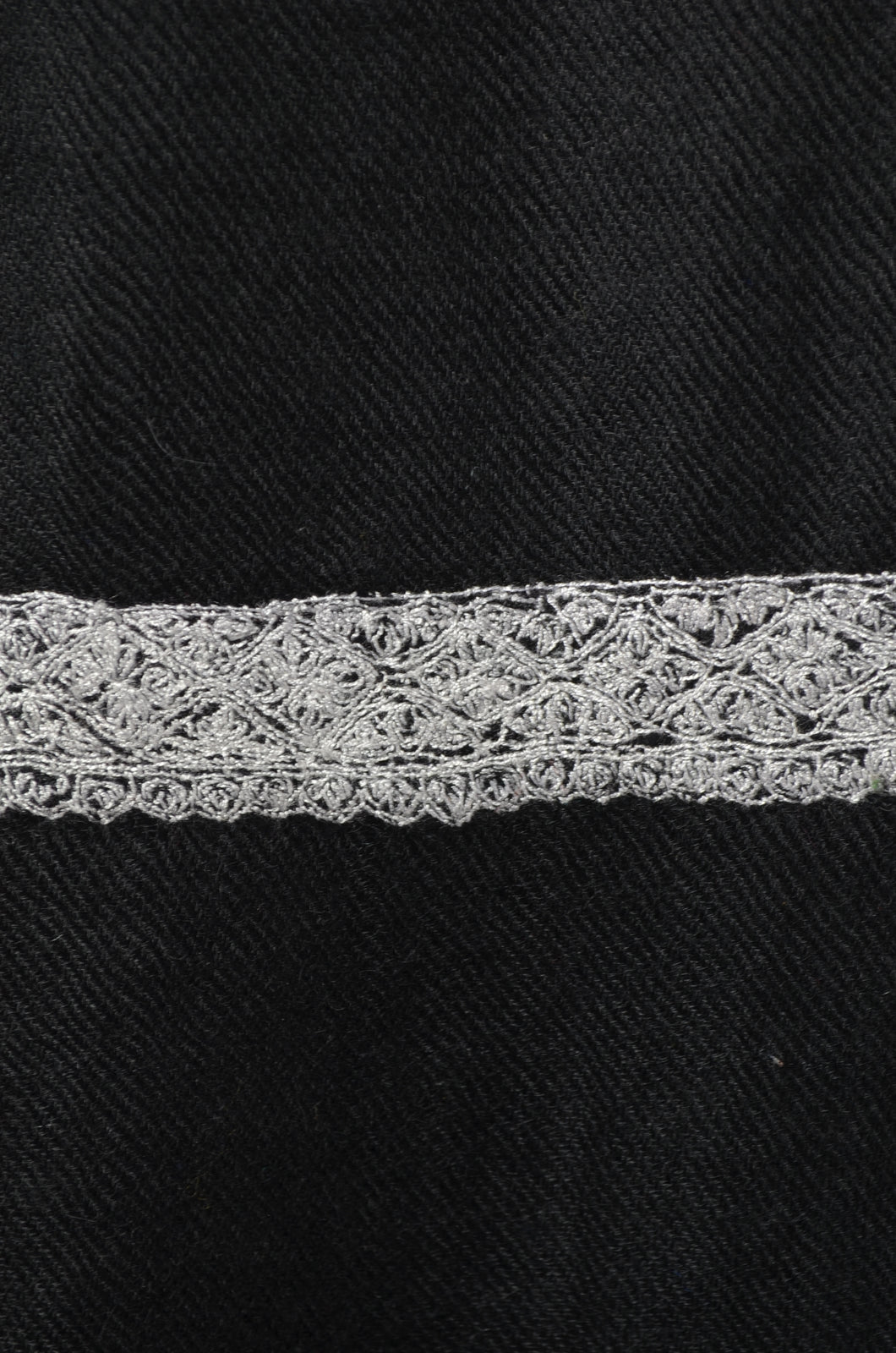 Black Base White Border Embroidery Cashmere Pashmina Scarf