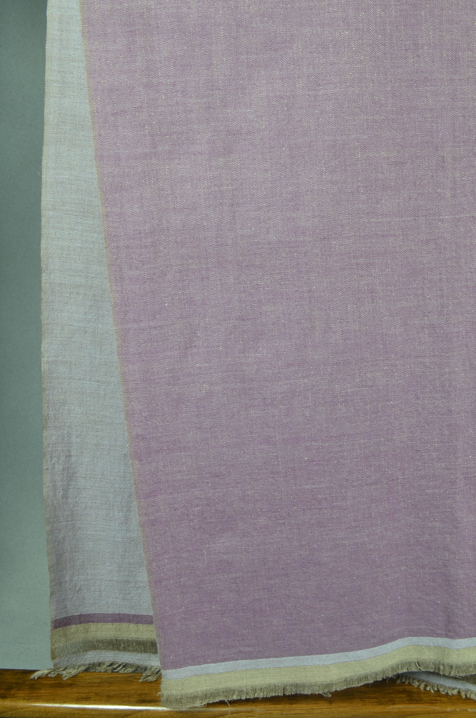 Reversible Mulberry and Grey Handwoven Cashmere Pashmina Shawl