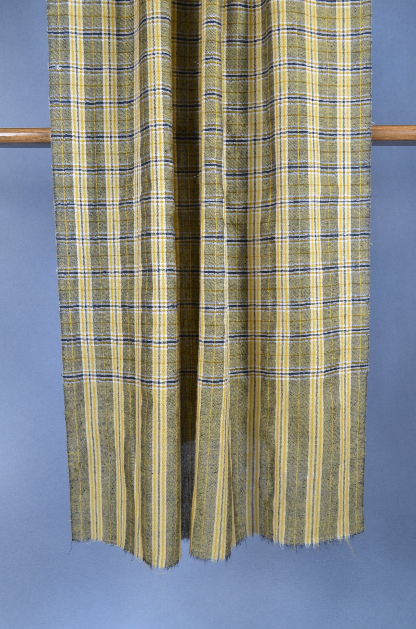 Mustard and Black Check Handwoven Cashmere Pashmina Scarf