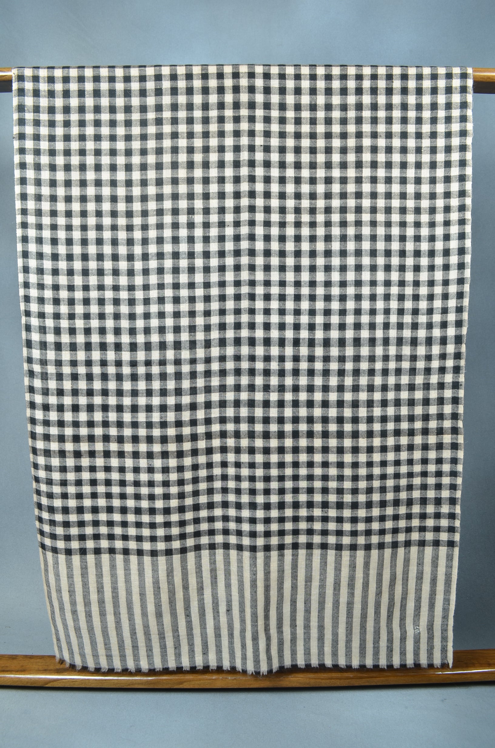 White and Black Check Handwoven Cashmere Pashmina Scarf
