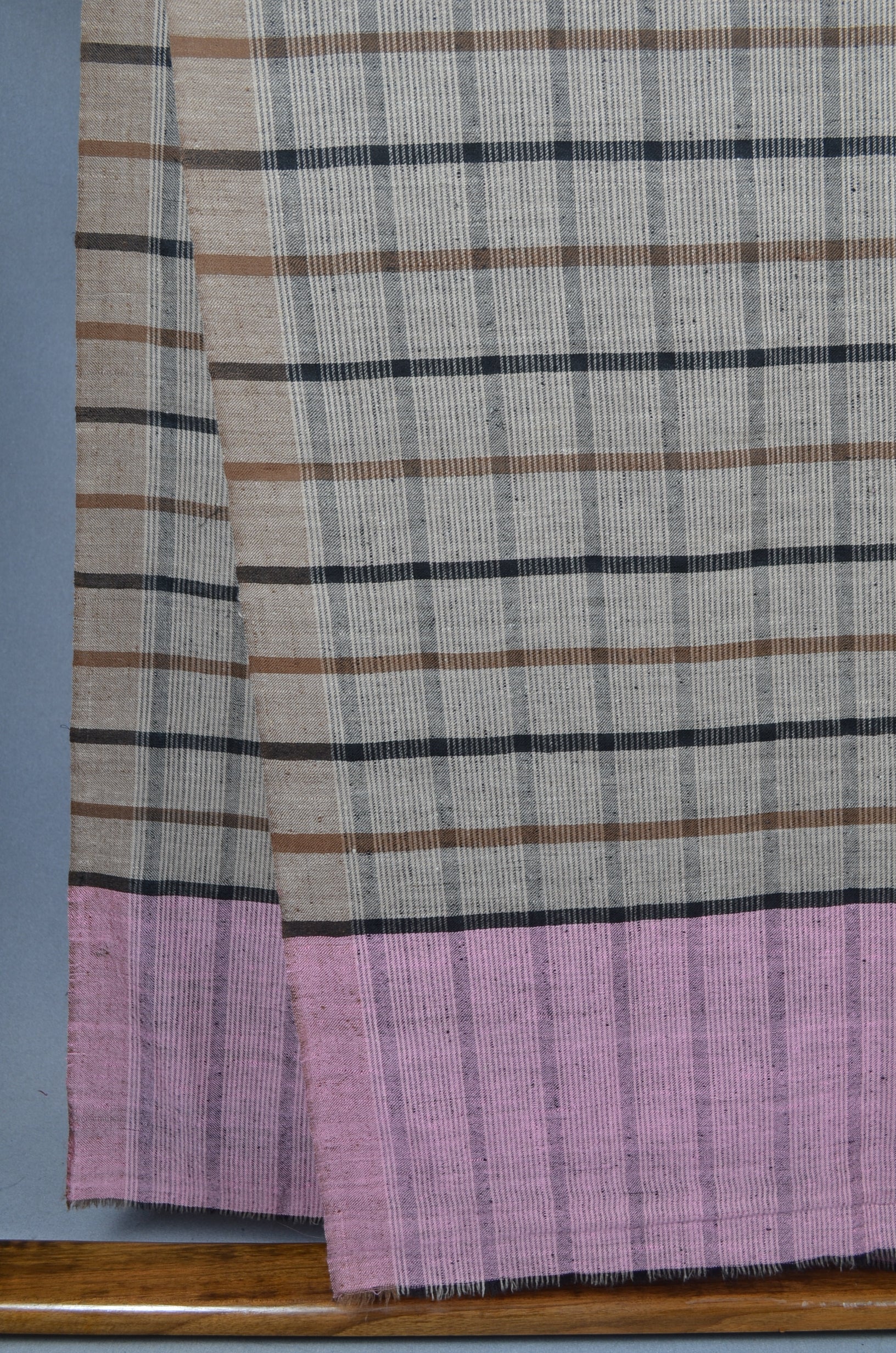 Multi color Brown tone Checked Handwoven Cashmere Pashmina Shawl