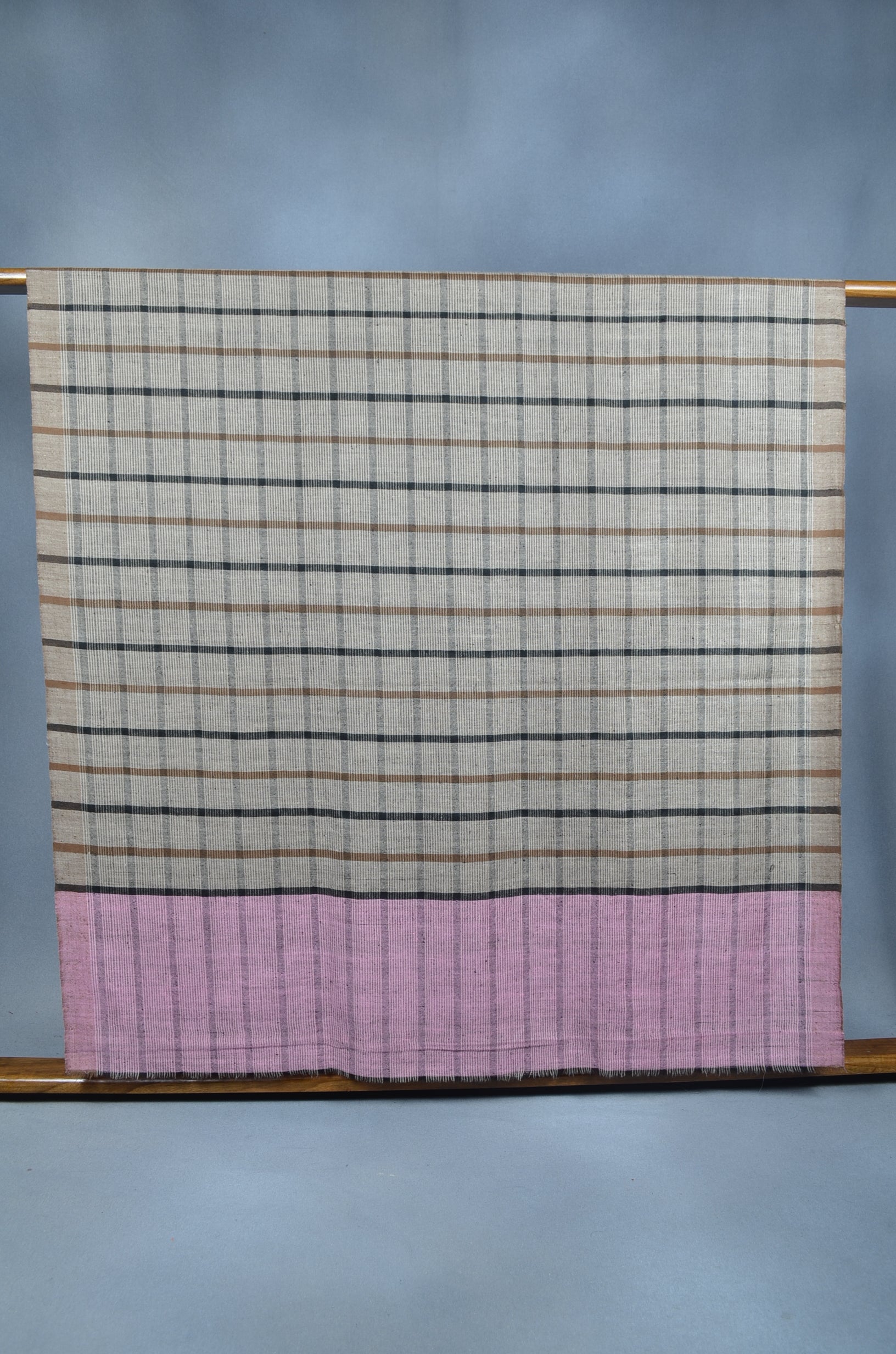 Multi color Brown tone Checked Handwoven Cashmere Pashmina Shawl