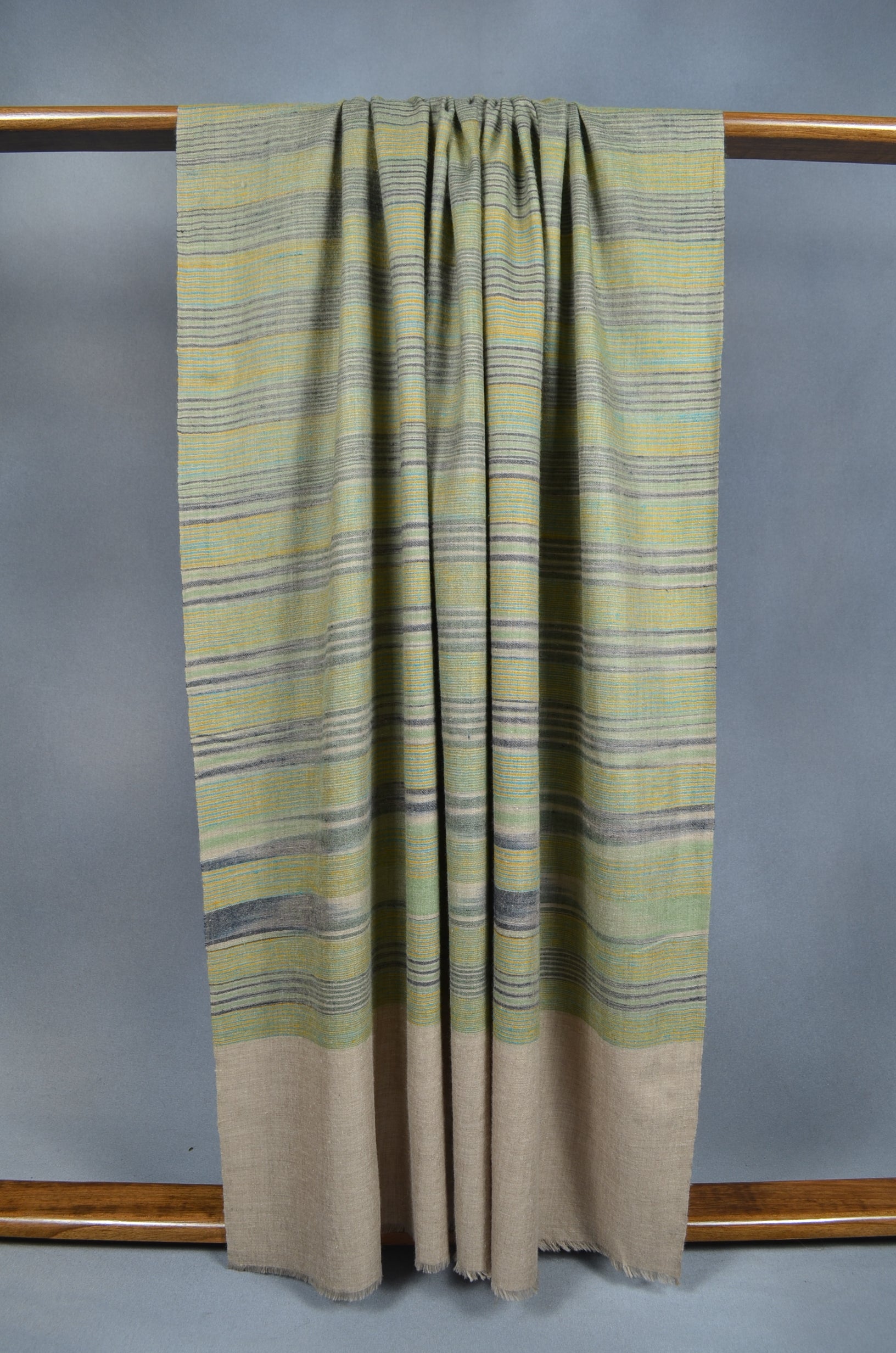 Multi Color Green Tone Handwoven Cashmere Pashmina Shawl