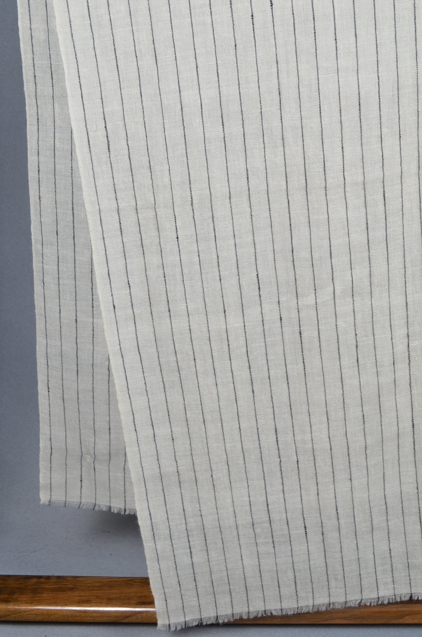 White with Black Stripe Handwoven Cashmere Pashmina Shawl