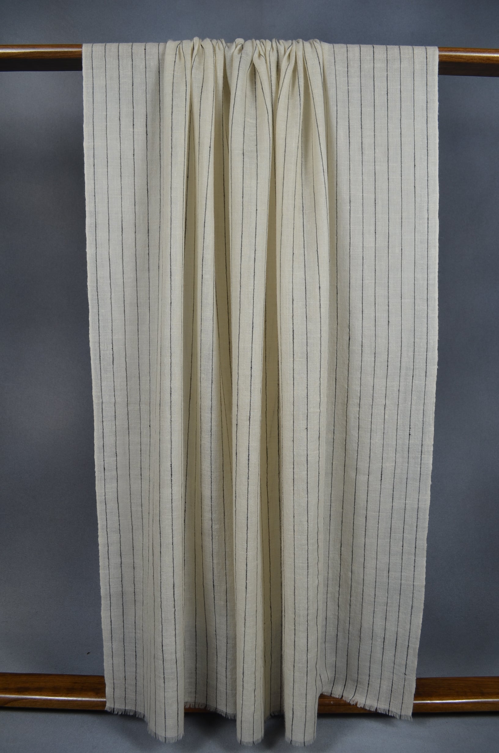 White with Black Stripe Handwoven Cashmere Pashmina Shawl