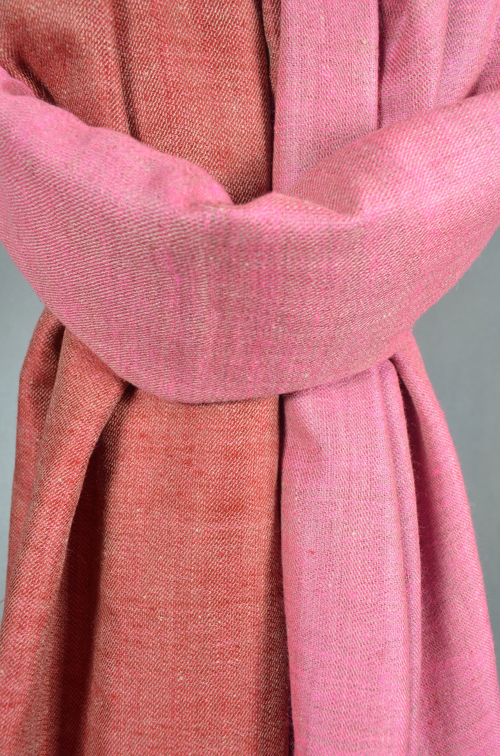 Reversible Pink and Maroon Handwoven Cashmere Pashmina Shawl