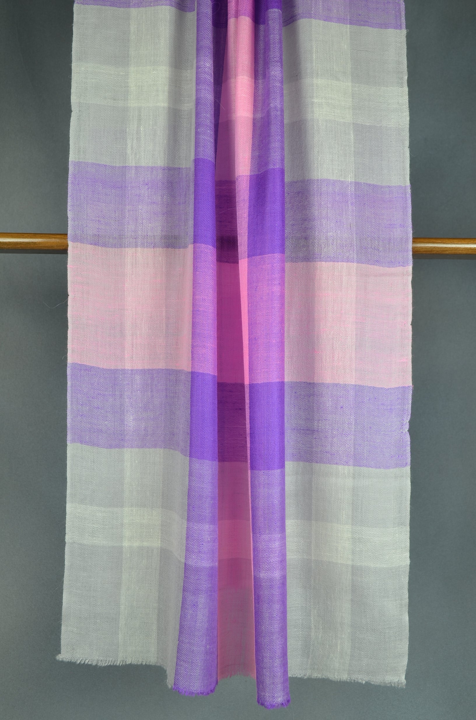 Pink And Purple Check Handwoven Cashmere Pashmina Scarf
