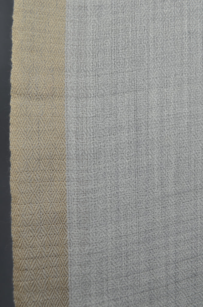 Natural Border White Base Merino & Silk Scarf