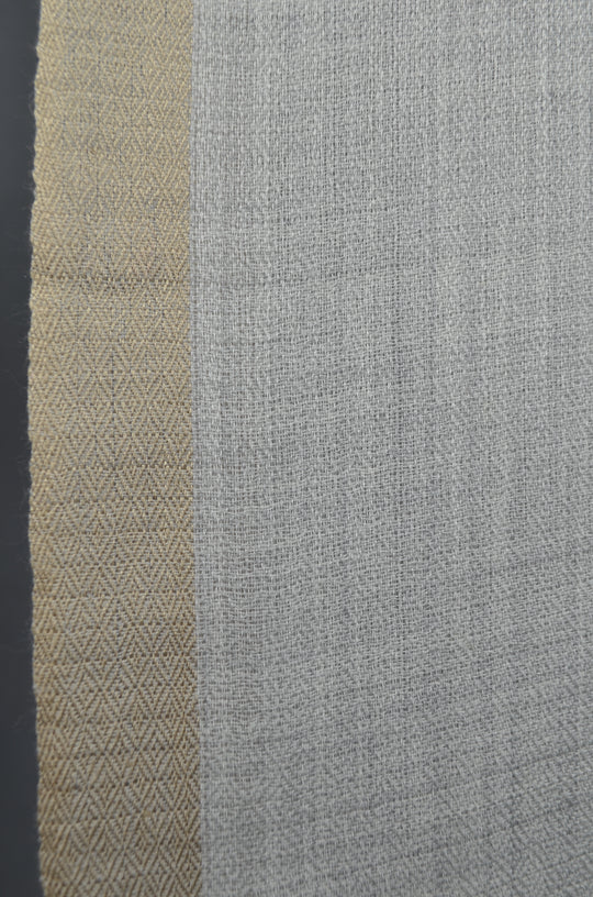 Natural Border White Base Merino & Silk Scarf
