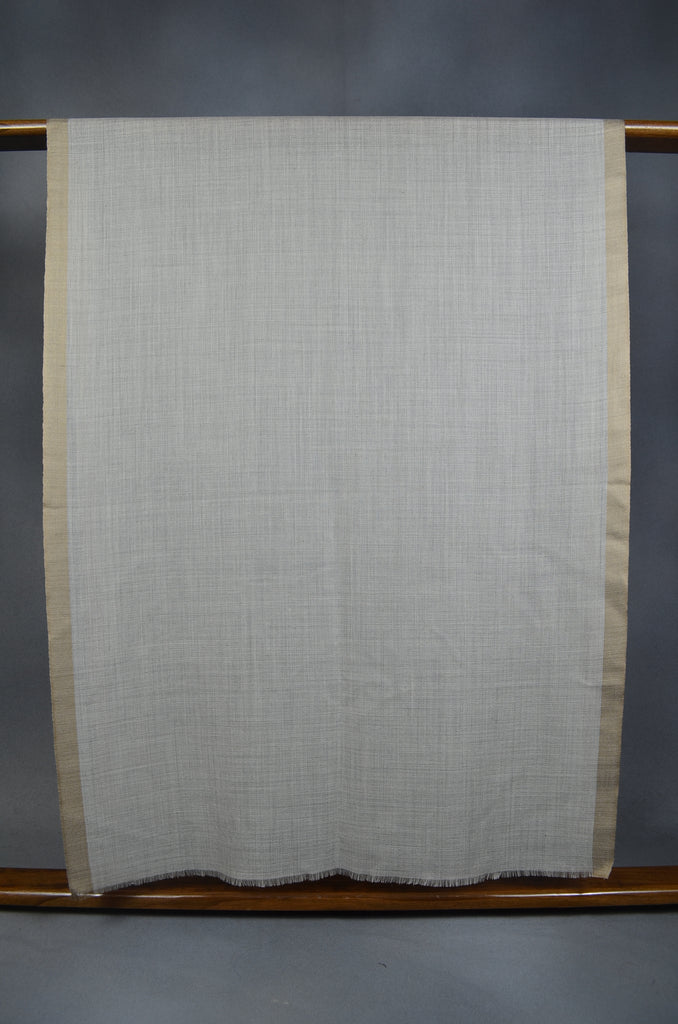 Natural Border White Base Merino & Silk Scarf