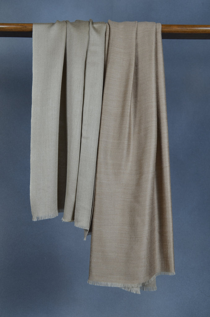 Two Shades of Natural Reversible Merino & Silk Scarf