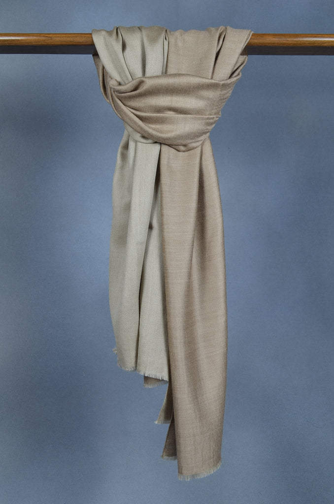Two Shades of Natural Reversible Merino & Silk Scarf