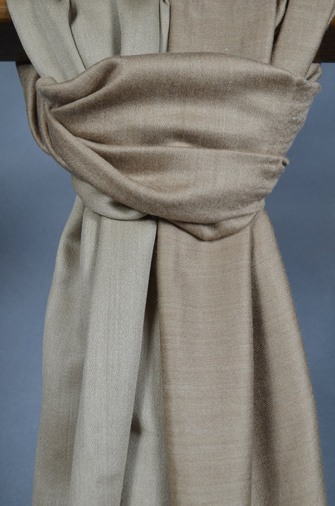 Two Shades of Natural Reversible Merino & Silk Scarf
