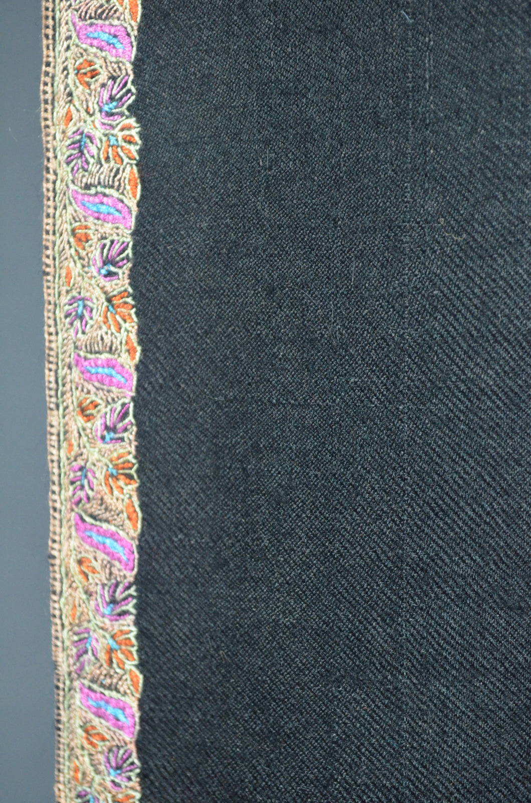 Black Base Border Embroidery Cashmere Pashmina Shawl