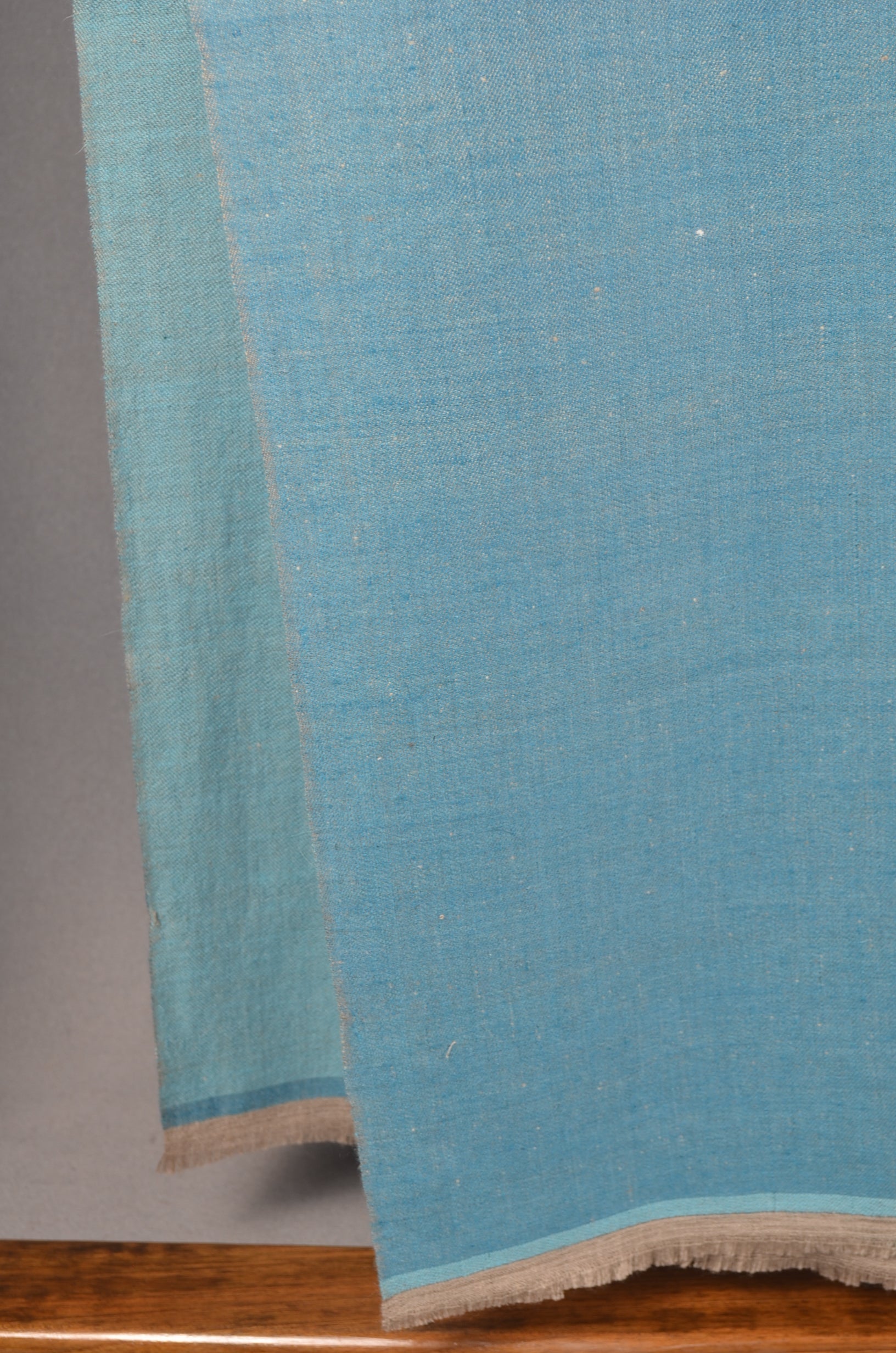 Reversible Sky and Baby Blue Handwoven Cashmere Pashmina Shawl