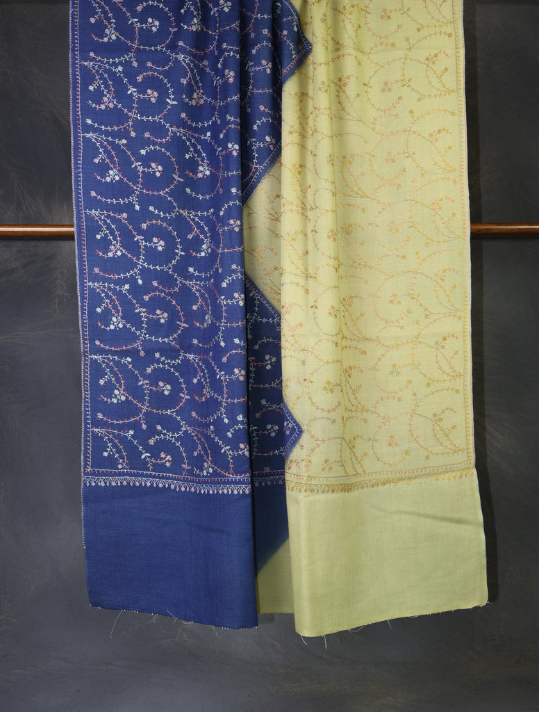 Double Dye Jali Sozni Embroidery Shawl