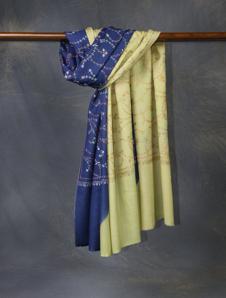 Double Dye Jali Sozni Embroidery Shawl