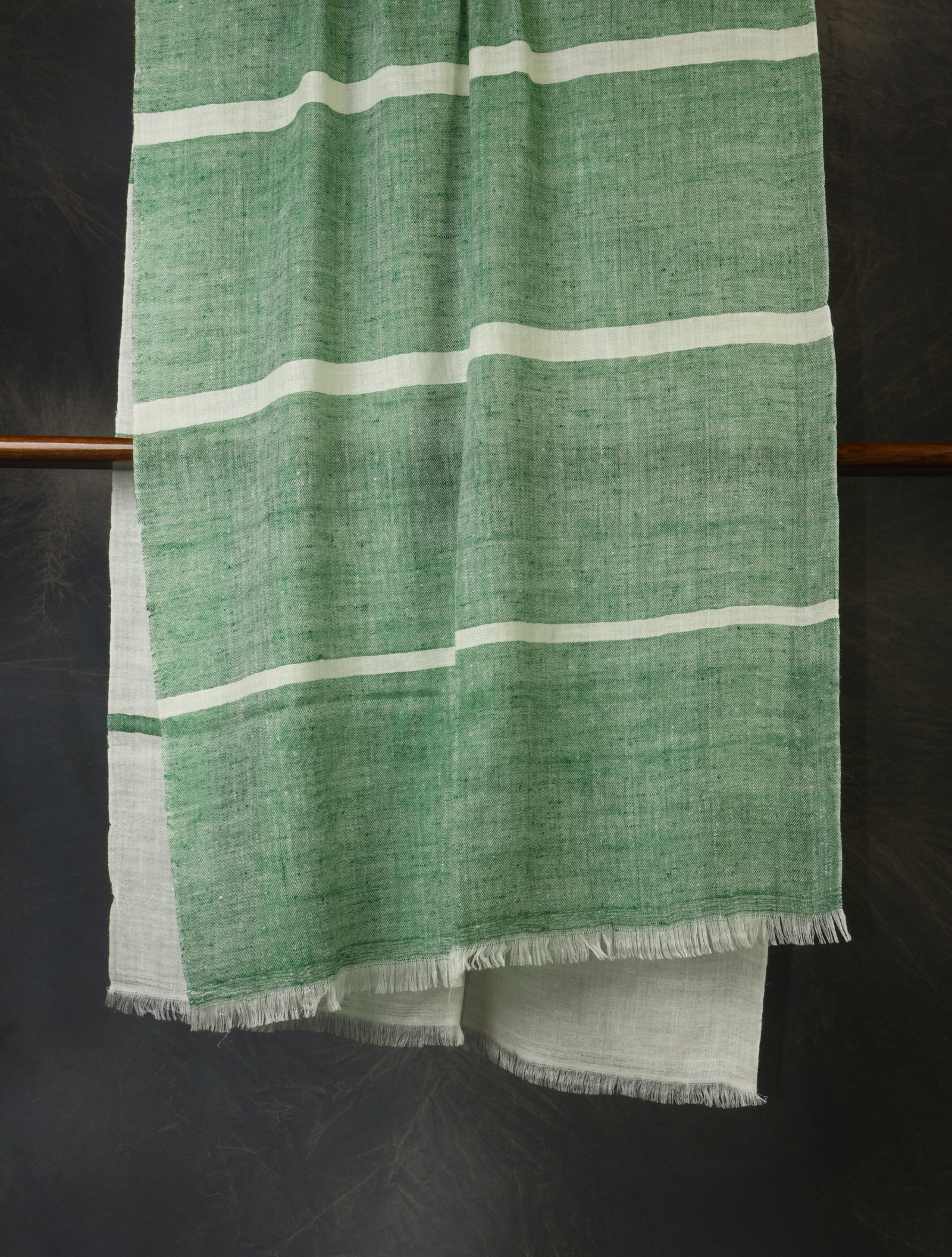 Green And Ivory Plaid Pure Cashmere Pashmina Scarf