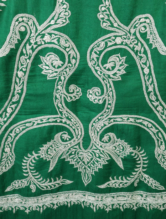 Green Jali Tilla Embroidery Pashmina Shawl