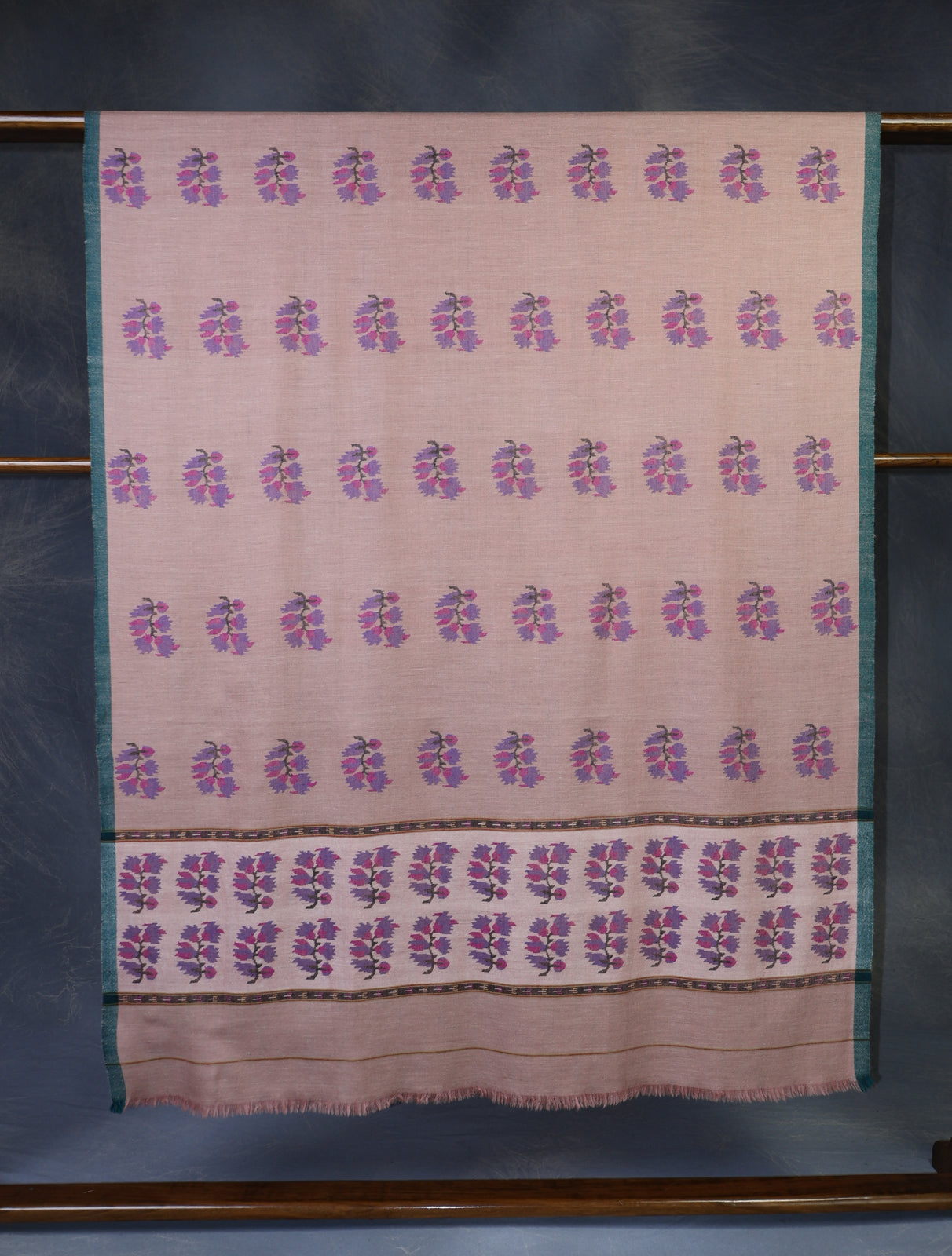 Blush Pink Kani Floral Pashmina Shawl