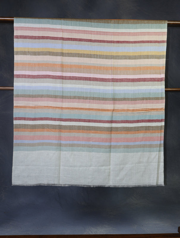 Natural Striped handwoven Cashmere Pashmina Shawl
