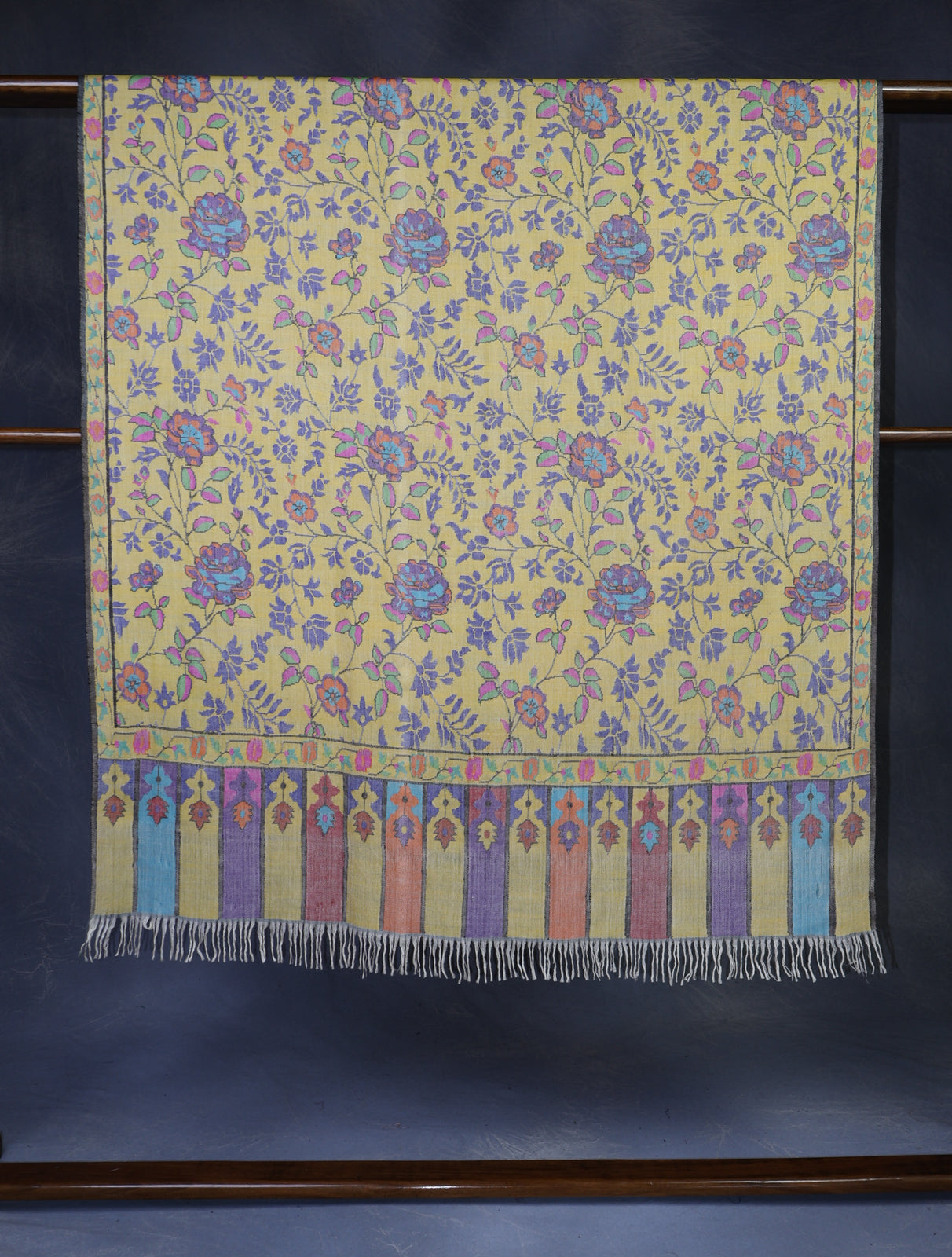 Lemon Kani floral Pashmina Shawl