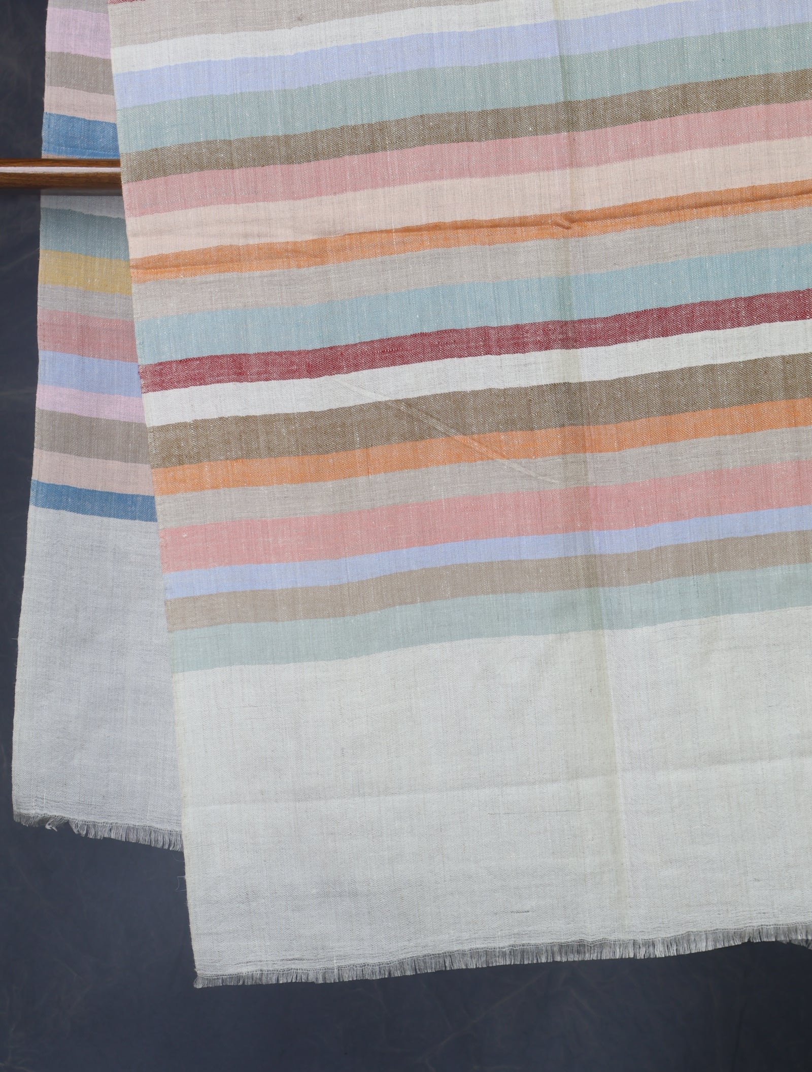 Natural Striped handwoven Cashmere Pashmina Shawl
