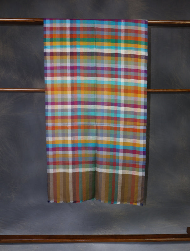 Multi Color Check handwoven Cashmere Pashmina Scarf