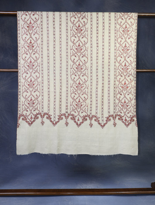 Cream Butti Dar And Jali Embroidery Cashmere Pashmina Shawl